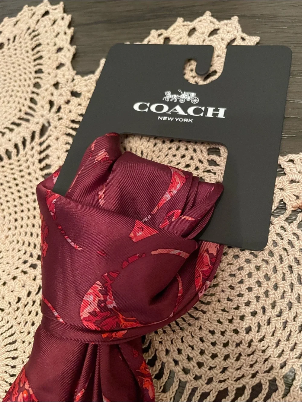 Coach Signature Rose Meadow Print Silk Square Scarf